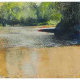 Kurt Jackson, ACCUSED OF BEING POACHERS. DEMOISELLES, MAYFLIES, BIRD SONG. NETHERBRIDGE, LAUNCESTON, 2006, mixed media on card