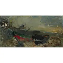 Lillian Neilson, TWO BOATS, oil on board
