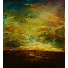 David Bierk, EARTH EULOGY - TO ART AND LIFE, HUDSON DREAM, oil on patinated copper on canvas