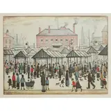 L. S. Lowry, MARKET SCENE IN A NORTHERN TOWN, Off-set lithograph, ed. 750