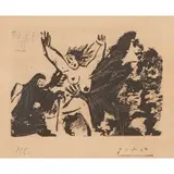 Pablo Picasso, 'CAVALIER ET SON VALET, CÉLESTINE ET MAJA' AND 'ENLÉVEMENT, Á PIED, AVEC LA CÉLESTINE' FROM LA CÉLESTINE, 1971, each dated in plate 7.6.68 III and 9.6.68 II and bearing ink signature and 'H.C.' in pencil to margin
