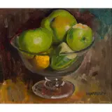 Alberto Morrocco, APPLES IN A GLASS BOWL, c.1950