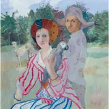 Brenda Lenaghan, A SILVER PARROT, A DAPPLED GREYHOUND, oil on board