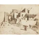 Edward Borein, THE LAST HOUSE, WALPI, ARIZONA, etching and drypoint