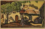 Iain Macnab, THE WINE CASK C.1940, Lithograph in colours on tissue thin japan