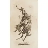 Edward Borein, SCRATCHIN' HIGH, EARLY AMERICAN RODEO, c.1919, Etching & drypoint