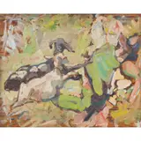 Florence St John Cadell, RESTING GOATS, Oil on board