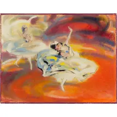 Edmund Blampied, TWO DANCERS, oil on board