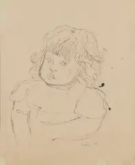 PORTRAIT OF A CHILD, OPUS 140, 1942 by Jankel Adler, ink on buff paper, sold Oct 2022