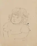 Jankel Adler, PORTRAIT OF A CHILD, OPUS 140, 1942, ink on buff paper