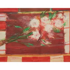 William James Baillie, DARK TABLE AND BOUQUET, watercolour