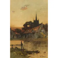 John Terris, RIVERSIDE COTTAGE, watercolour