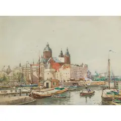 James Garden Laing, THE HARBOUR, watercolour