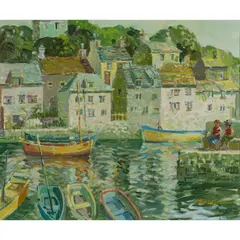 John McCutcheon, CONVERSATION ON THE QUAY, oil on canvas