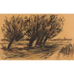 Roderic O'Conor, TREES AND LANDSCAPE, charcoal, ink and wash