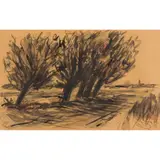 Roderic O'Conor, TREES AND LANDSCAPE, charcoal, ink and wash