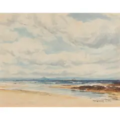 THE NORTH HILLS FROM LOSSIEMOUTH by David West, watercolour, sold Oct 2022