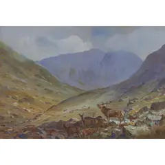 Frank Wallace, THE MOUNTAIN HERD, watercolour and body colour