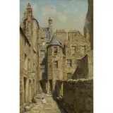 James Riddel, ST. JOHN'S CLOSE, THE ENTRANCE TO LODGES, CANONGATE, oil on canvas