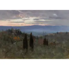 William Heath Wilson, ITALIANATE LANDSCAPE AT DUSK, oil on canvas