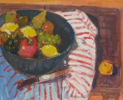 Gordon Bryce, KITCHEN TABLE, oil on paper laid on board