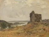 Joseph Morris Henderson, RUINS ABOVE THE LOCH, oil on canvas