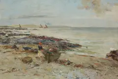 David Fulton, A BREEZY DAY, CARRADALE SHORE, oil on canvas