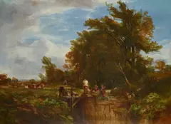 John Crawford Wintour, THE MINNOW FISHERS, oil on canvas