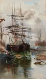 Charles James Lauder, SHIPPING ON THE THAMES, oil on canvas