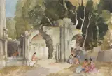 William Russell Flint, BY THE BATH HOUSE, watercolour