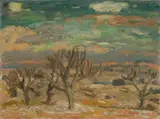 William George Gillies, WINTER TREES AT SUNSET