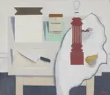 John G. Boyd, KNIFE, LAMP AND PEAR, oil on canvas