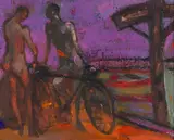 Robin Philipson, MEN OBSERVED, oil on board