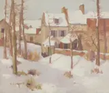David Gauld, VILLAGE IN THE SNOW, oil on canvas
