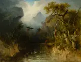 Anne Nasmyth, CROSSING THE BRIDGE IN A STORM, oil on canvas