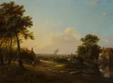 Patrick Nasmyth, TRAVELLER BY FARM COTTAGES, Oil on panel