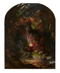 William Bell Scott, THE BARGE OF THE FAIRY MAB, oil on canvas