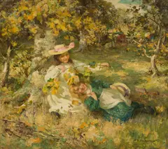 William Stewart MacGeorge, PLAYMATES, oil on canvas