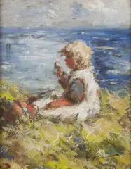 Robert Gemmell Hutchison, THE DANDELION CLOCK, oil on board