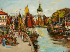 James Kay, QUIMPERLE, BRITTANY, oil on board