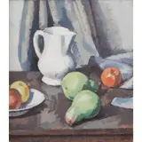 Samuel Peploe, STILL LIFE WITH WHITE JUG AND PEARS, oil on canvas