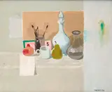 Alberto Morrocco, WHITE STILL LIFE WITH POMEGRANATE