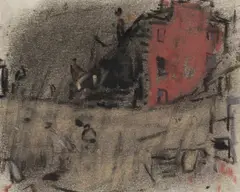 RED SAND-STONE GABLE END by Joan Eardley, Pastel, sold Dec 2022