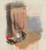 Joan Eardley, CHILDREN WITH PRAM, Mixed media
