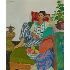 Alberto Morrocco, ODALISQUE - PORTRAIT OF VERA, oil on canvas
