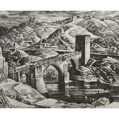 ST. MARTIN'S BRIDGE, TOLEDO by William Wilson, Etching, sold Jul 2022