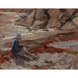 Florence St John Cadell, ON THE SEASHORE, Oil on board