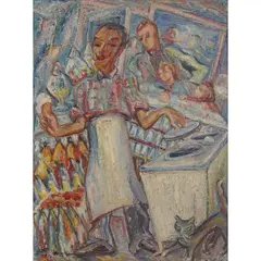 Millie Frood, ITALIAN CAFE, 1952, oil on board