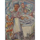 Millie Frood, ITALIAN CAFE, 1952, oil on board