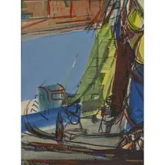 Willy Mucha, PORT VENDRES, mixed media on paper